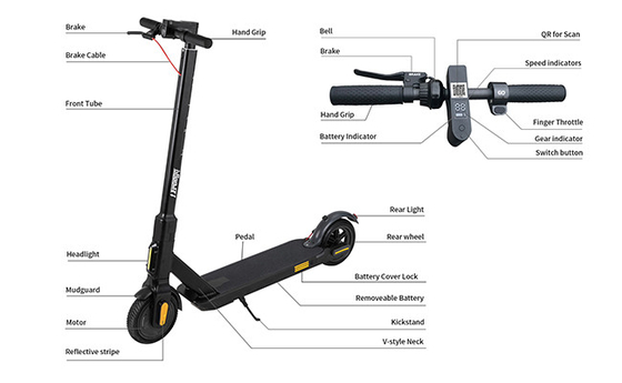 Schwarze Farbe geteilter elektrischer Roller 8,5&quot; Reifen-Größe mit leistungsfähiger entfernbarer Batterie
