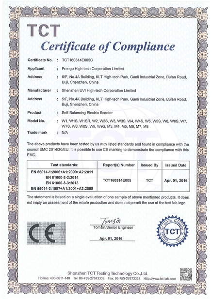 China Freego High-Tech Corporation Limited Co., Ltd. zertifizierungen