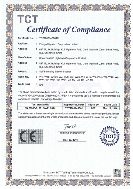 China Freego High-Tech Corporation Limited Co., Ltd. zertifizierungen